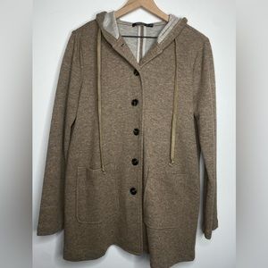 New Heather brown button down sweatshirt jacket women’s size small